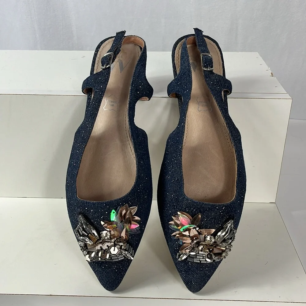 Anthropologie‎ Vanessa Wu Embellished City Flats.